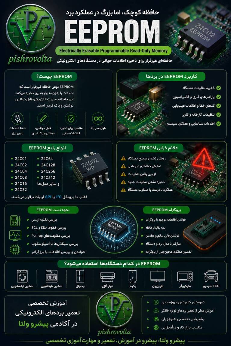 حافظه EEPROM چیست؟ آموزش تست، پروگرام و کاربرد EEPROM در تعمیر برد